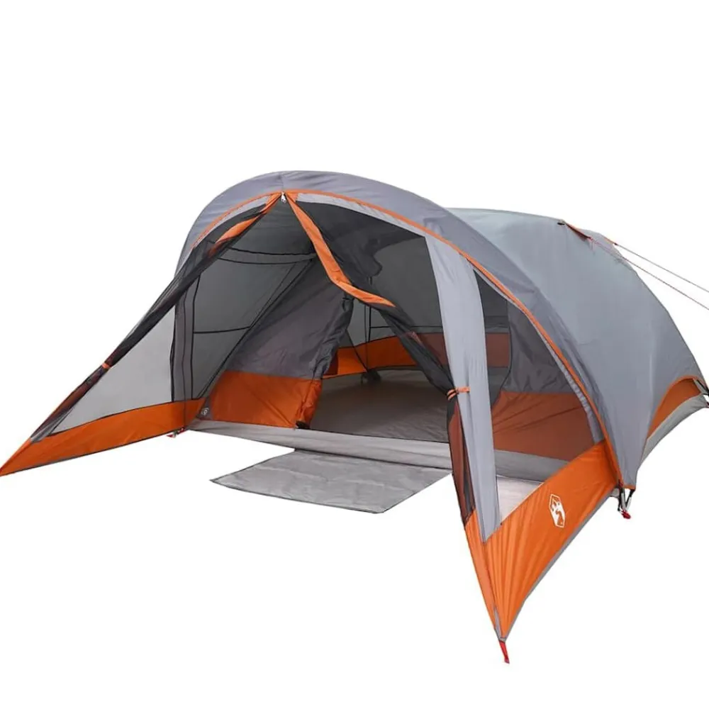 vidaXL Tienda de campaña para 4 personas impermeable Gris y naranja Online