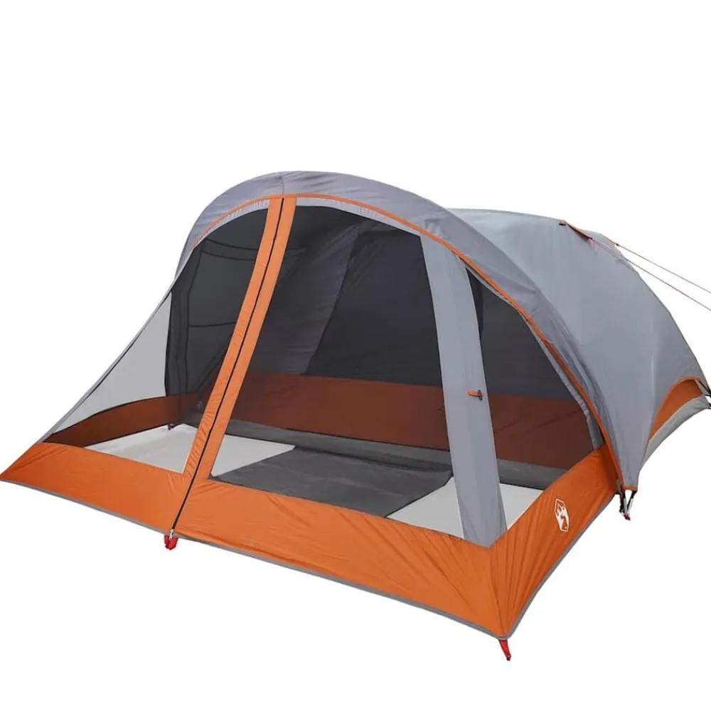vidaXL Tienda de campaña para 4 personas impermeable Gris y naranja Online