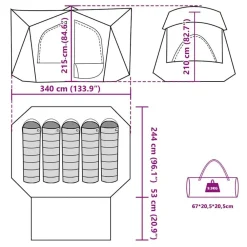 vidaXL Tienda de campaña para 5 personas impermeable Azul