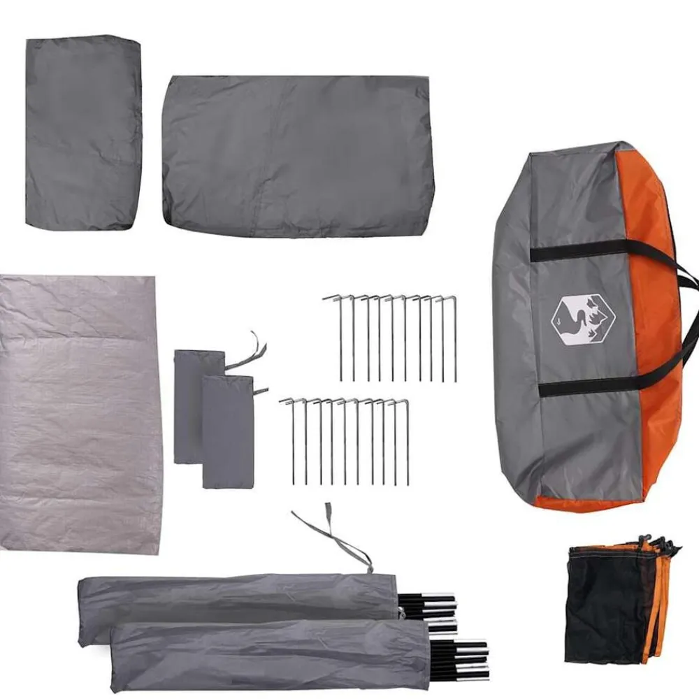 vidaXL Tienda de campaña para 5 personas impermeable Gris y naranja Clearance