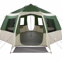 vidaXL Tienda de campaña para 12 personas y 405 x 405 x 273 cm Verde