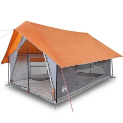 vidaXL Tienda de campaña para 5 personas impermeable Gris y naranja Discount