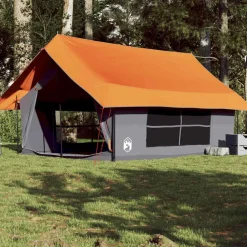 vidaXL Tienda de campaña para 5 personas impermeable Gris y naranja Discount