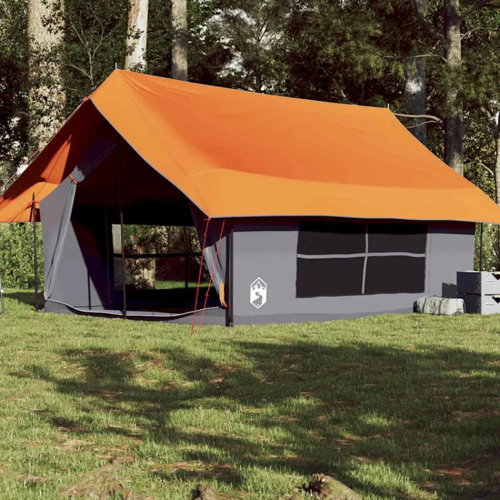 vidaXL Tienda de campaña para 5 personas impermeable Gris y naranja Discount