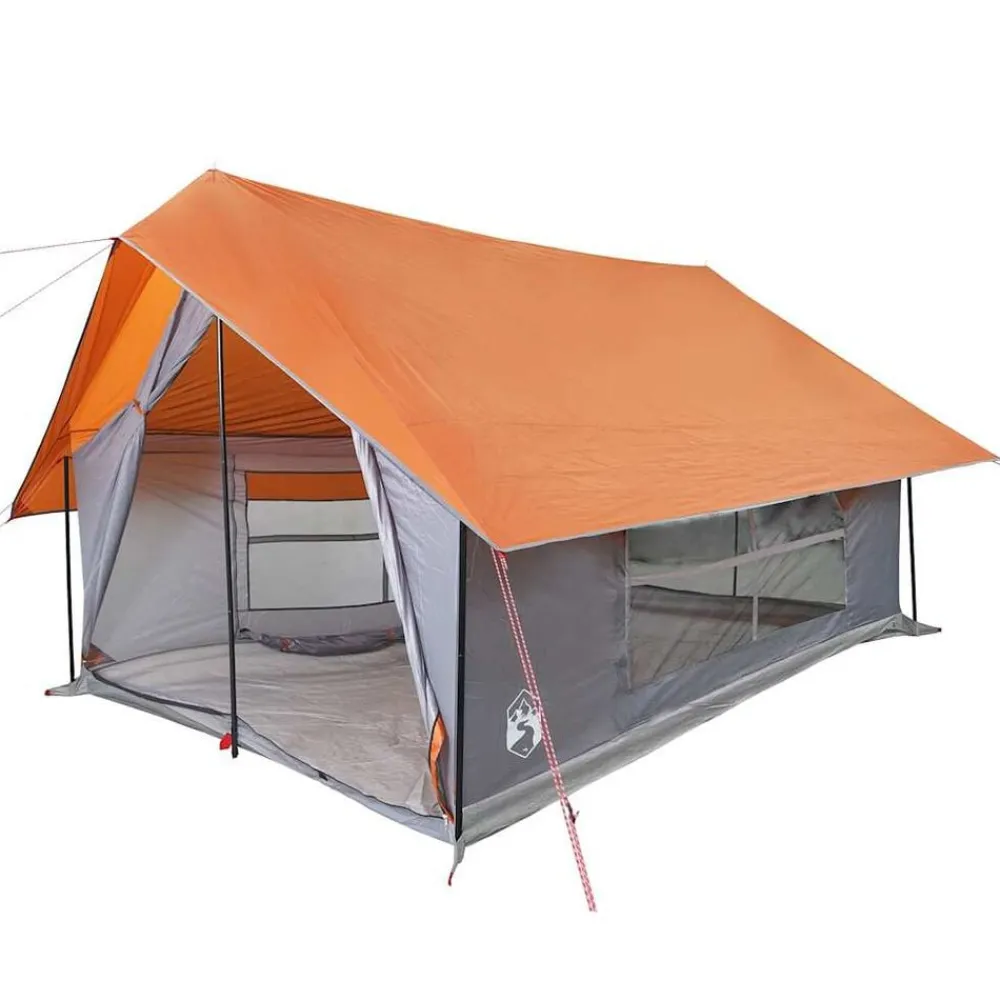 vidaXL Tienda de campaña para 5 personas impermeable Gris y naranja Discount