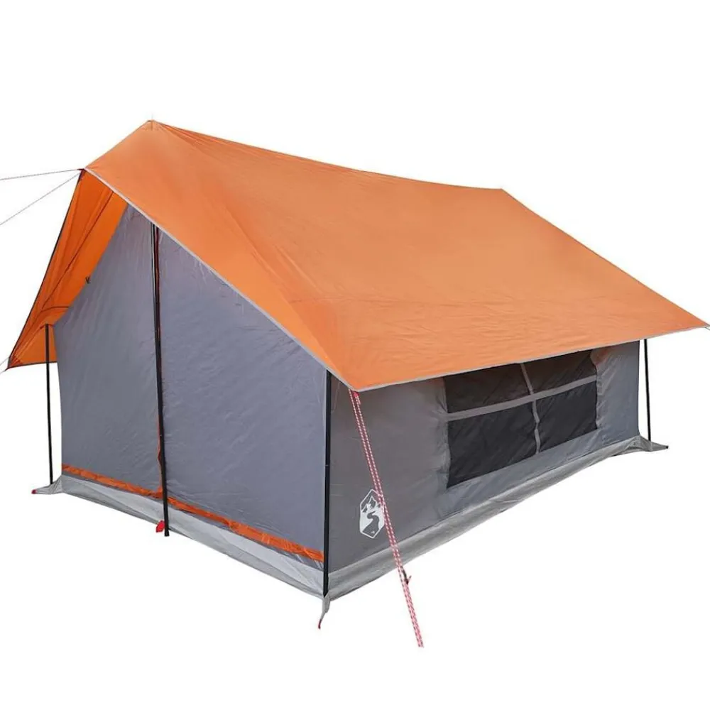 vidaXL Tienda de campaña para 5 personas impermeable Gris y naranja Discount