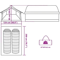 vidaXL Actividades Al Aire Libre-Tienda de campaña para 2 personas impermeable