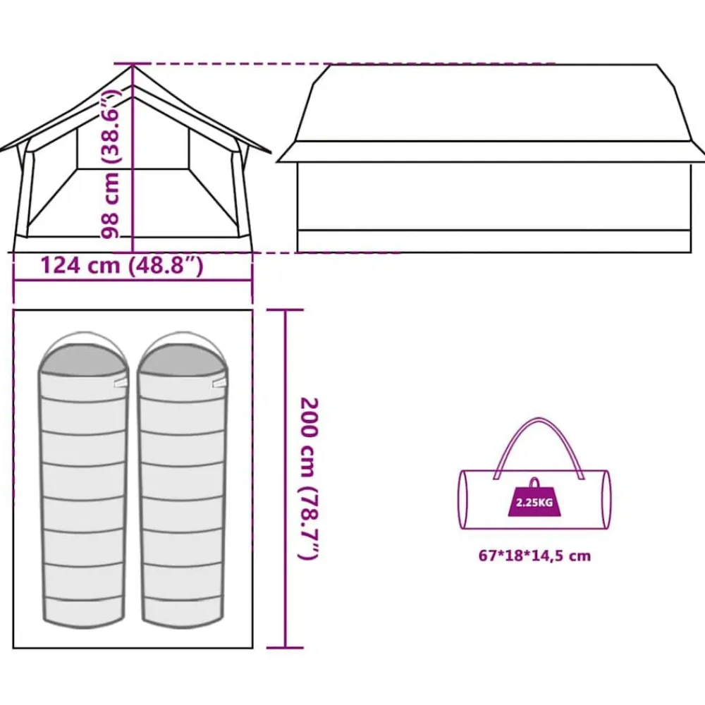 vidaXL Actividades Al Aire Libre-Tienda de campaña para 2 personas impermeable