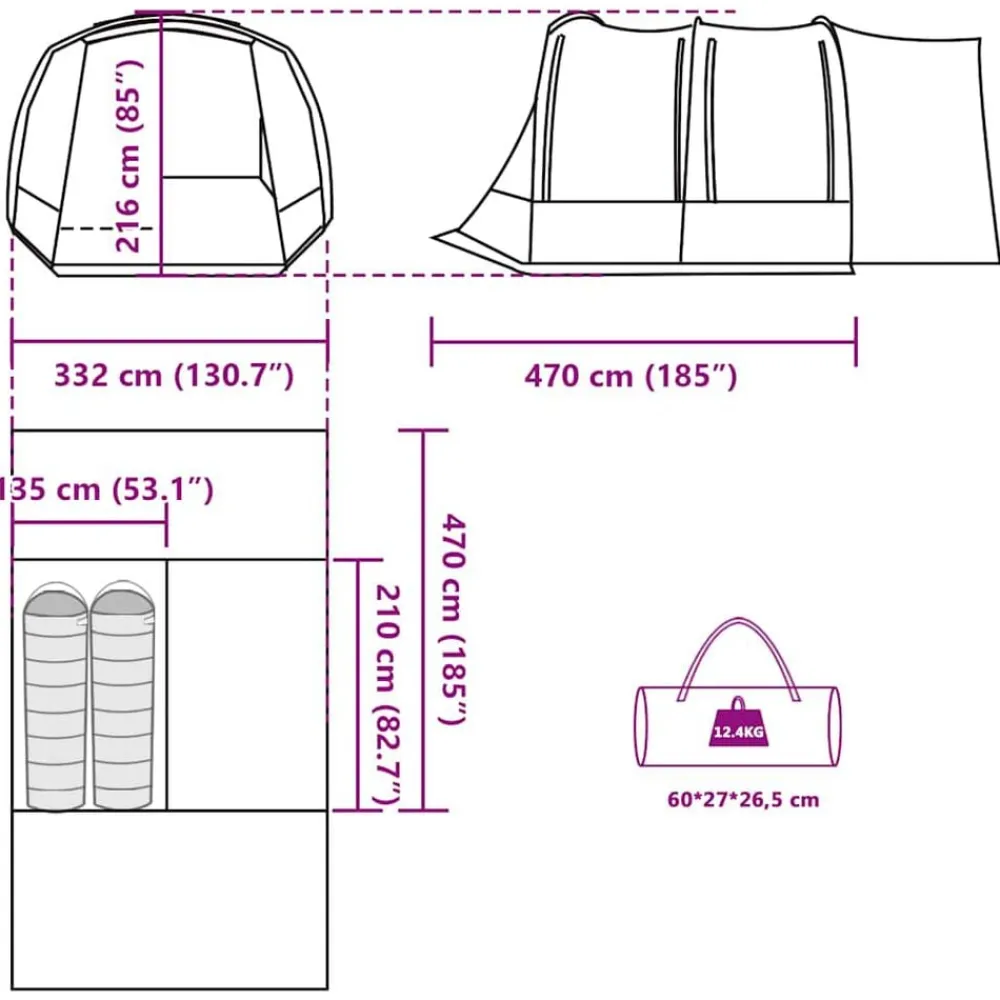 vidaXL Actividades Al Aire Libre-Tienda de campaña para coche para 2 personas impermeable
