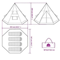 vidaXL Actividades Al Aire Libre-Tienda de campaña tipi para 4 personas impermeable