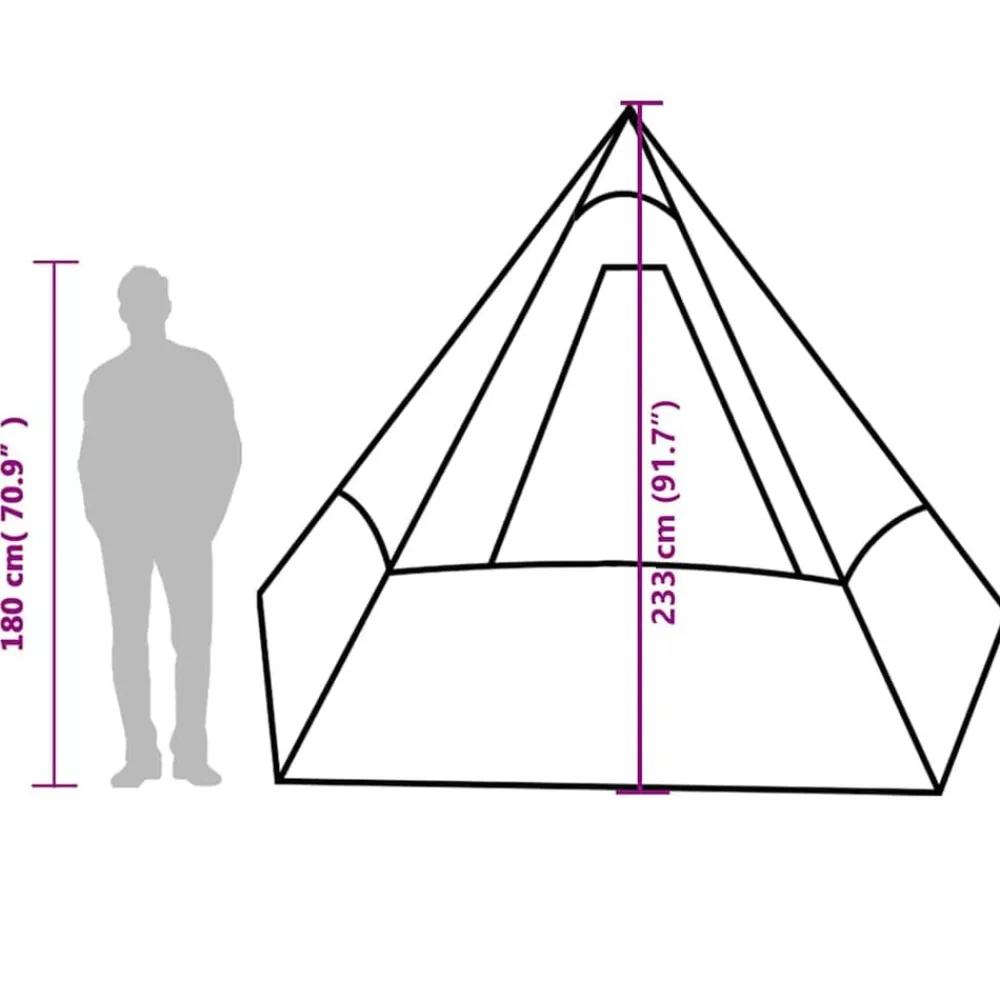 vidaXL Actividades Al Aire Libre-Tienda de campaña tipi para 7 personas impermeable