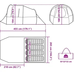 vidaXL Tienda de campaña túnel para 4 personas impermeable Verde Discount