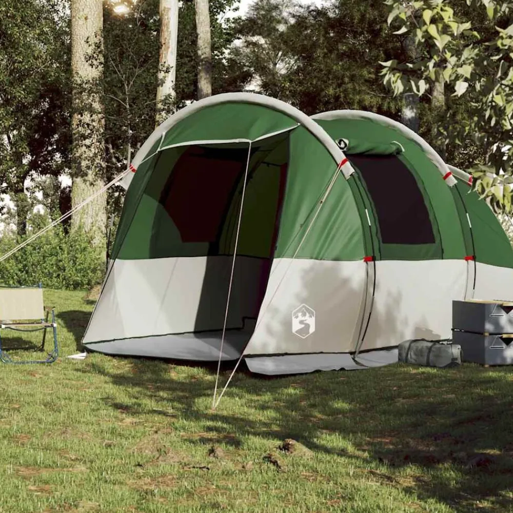 vidaXL Tienda de campaña túnel para 4 personas impermeable Verde Discount