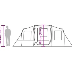 vidaXL Actividades Al Aire Libre-Tienda de campaña túnel para 4 personas impermeable marrón