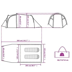 vidaXL Actividades Al Aire Libre-Tienda de campaña túnel para 2 personas impermeable