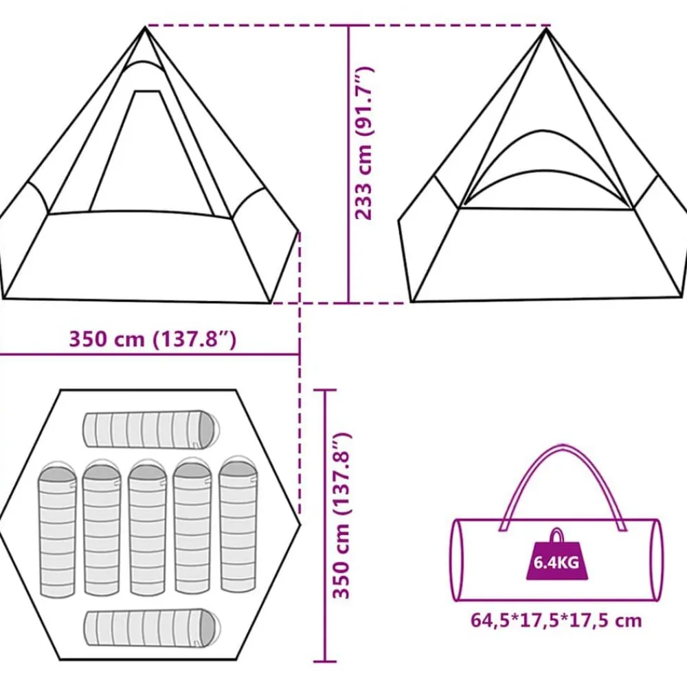 vidaXL Actividades Al Aire Libre-Tienda de campaña tipi para 7 personas impermeable naranja