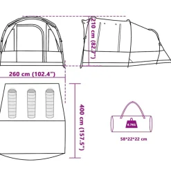 vidaXL Actividades Al Aire Libre-Tienda de campaña túnel 3 personas impermeable