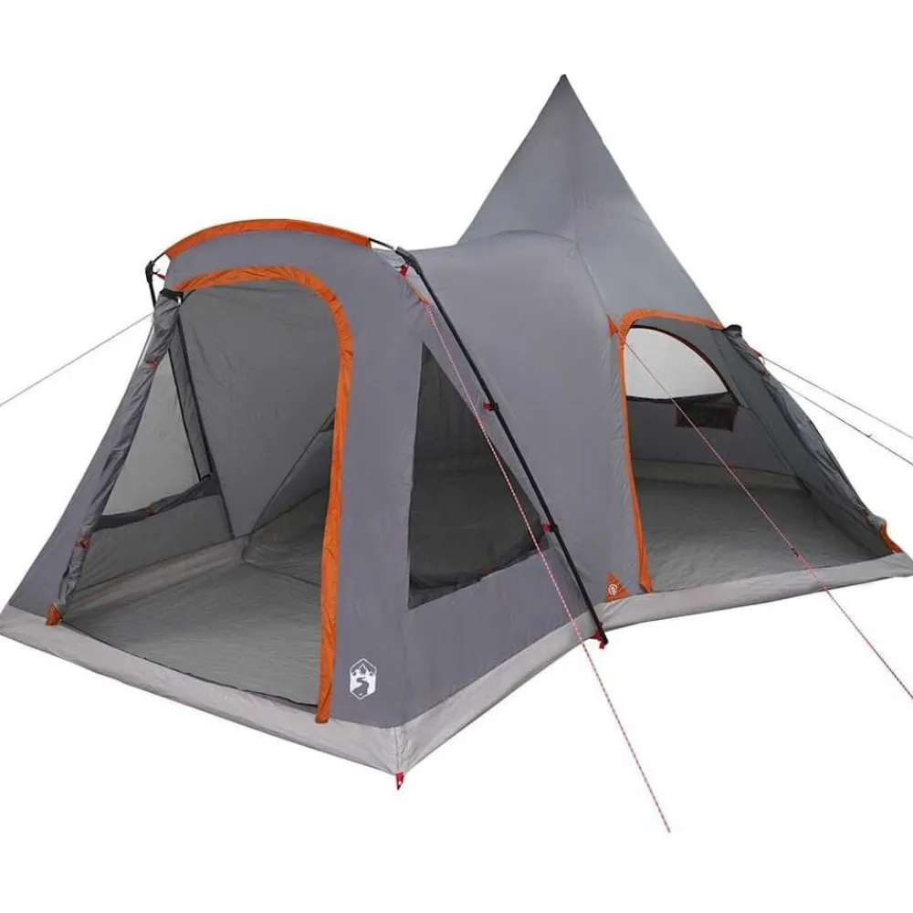 vidaXL Tienda de campaña tipo teepee para 5 personas Gris y naranja Outlet