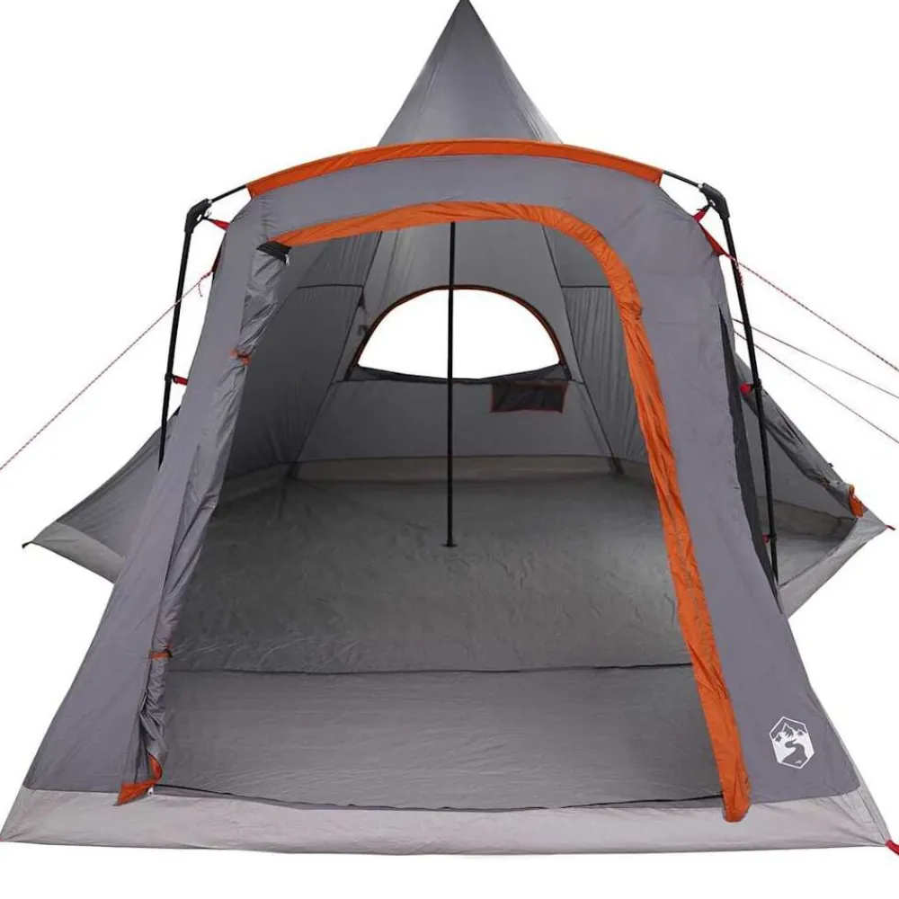 vidaXL Tienda de campaña tipo teepee para 5 personas Gris y naranja Outlet