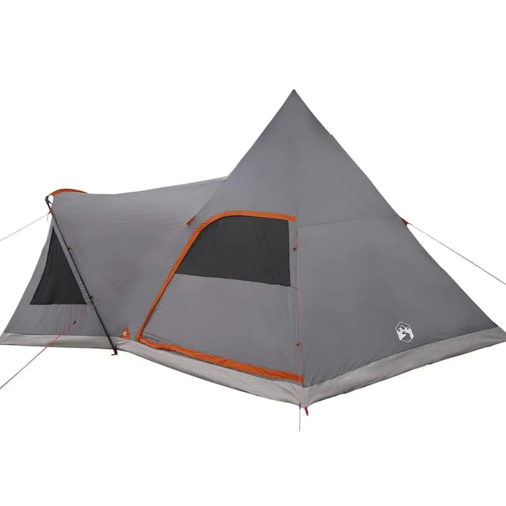vidaXL Tienda de campaña tipo teepee para 5 personas Gris y naranja Outlet