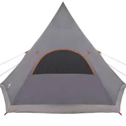 vidaXL Tienda de campaña tipo teepee para 5 personas Gris y naranja Outlet