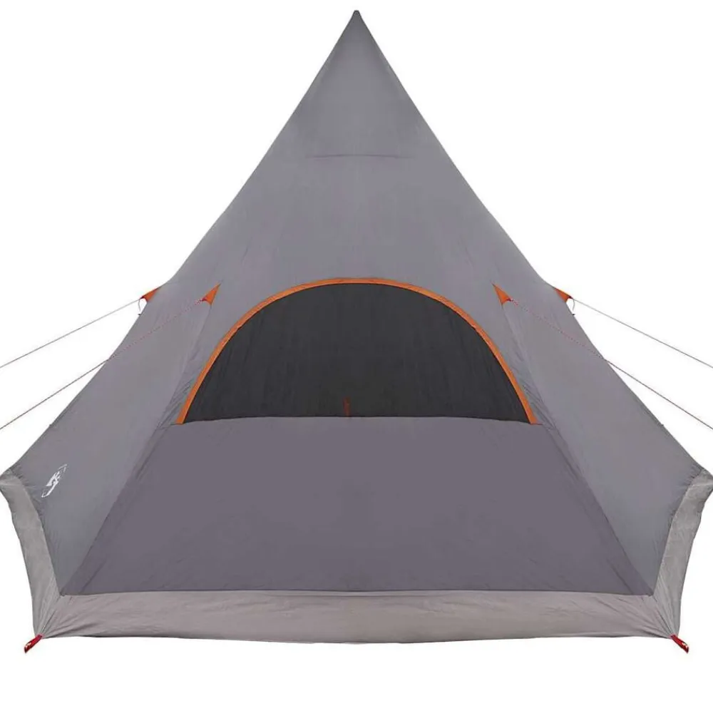 vidaXL Tienda de campaña tipo teepee para 5 personas Gris y naranja Outlet