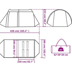 vidaXL Tienda de campaña túnel para 4 personas impermeable Azul Hot