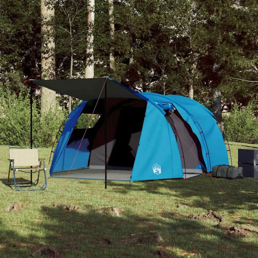 vidaXL Tienda de campaña túnel para 4 personas impermeable Azul Hot