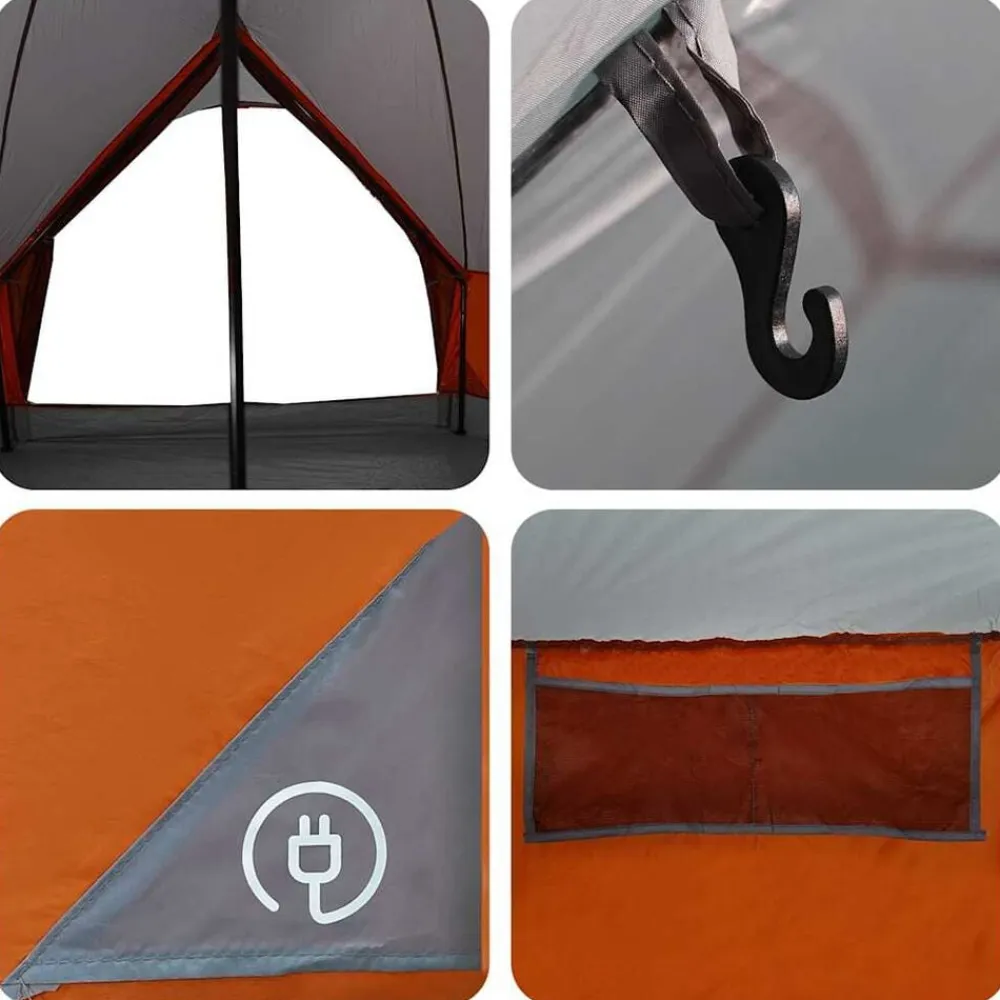 vidaXL Tienda de campaña tipo teepee para 3 personas y naranja Gris Clearance