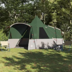 vidaXL Tienda de campaña tipo teepee para 8 personas con techo Verde Outlet