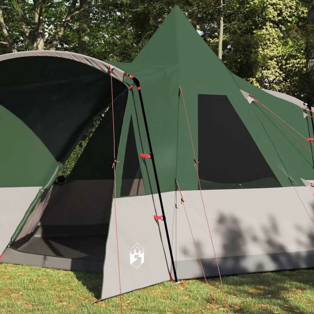 vidaXL Tienda de campaña tipo teepee para 8 personas con techo Verde Outlet