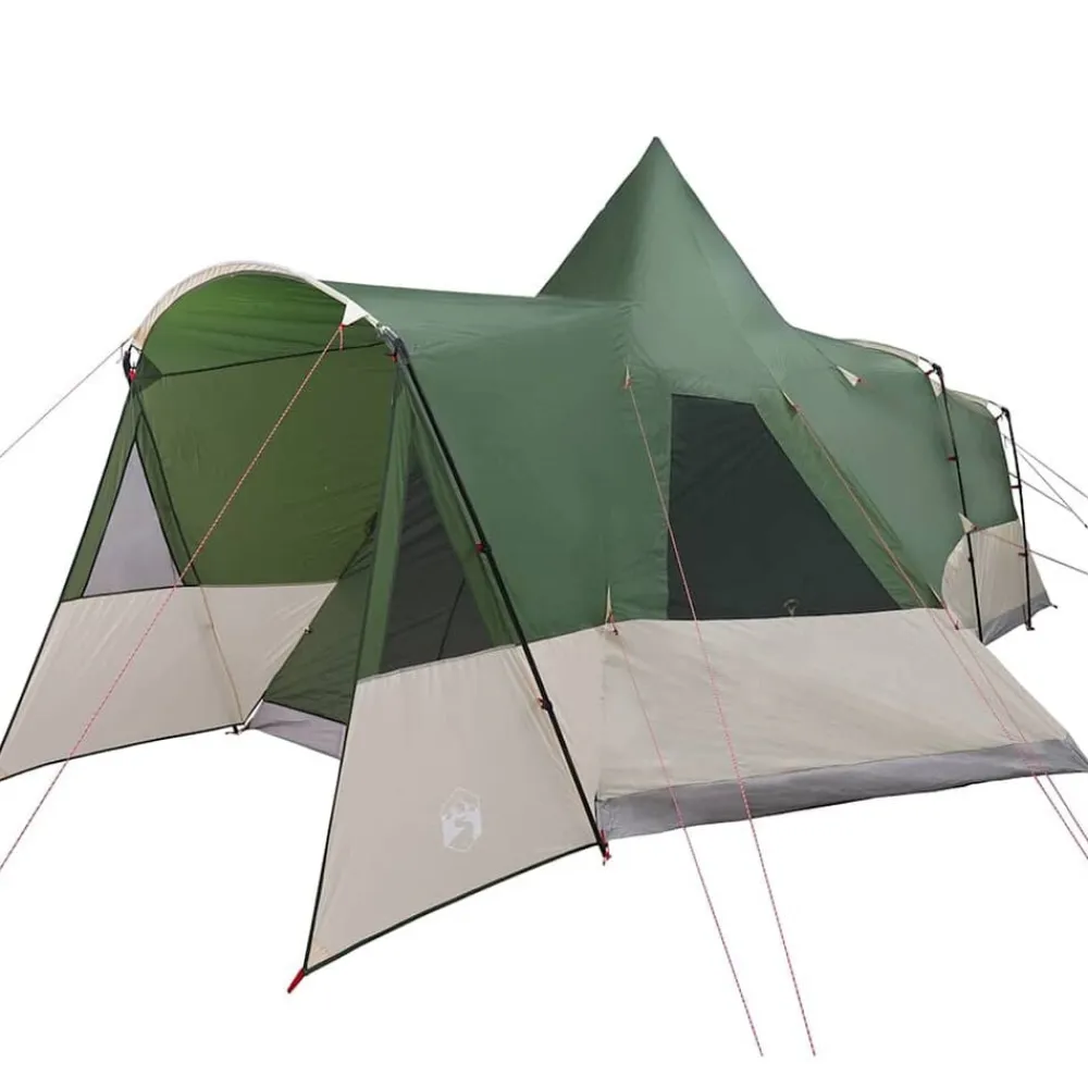 vidaXL Tienda de campaña tipo teepee para 8 personas con techo Verde Outlet