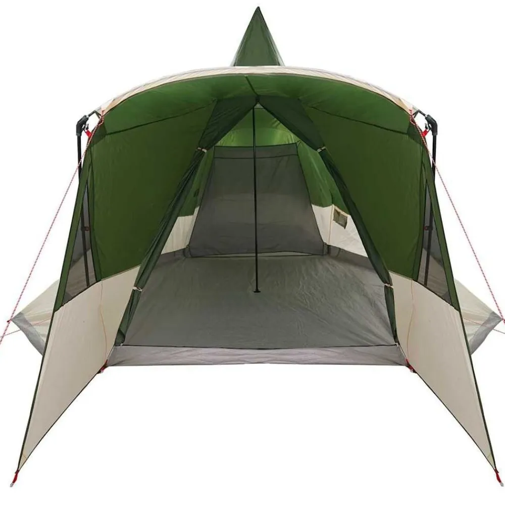 vidaXL Tienda de campaña tipo teepee para 8 personas con techo Verde Outlet