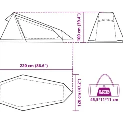 vidaXL Actividades Al Aire Libre-Tienda de campaña túnel 1 persona impermeable