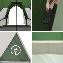 vidaXL Tienda de campaña tipo teepee para 5 personas con techo Verde Sale