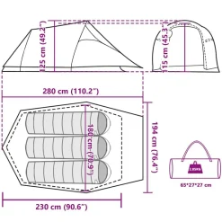 vidaXL Tienda de campaña túnel para 3 personas impermeable Verde oliva Clearance