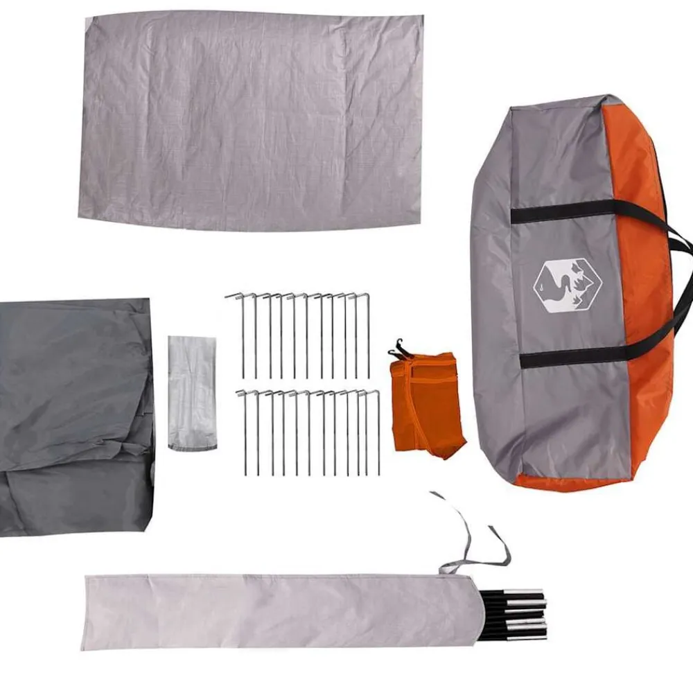 vidaXL Tienda de camping con túnel 4 personas impermeable gris naranja Gris y naranja Clearance