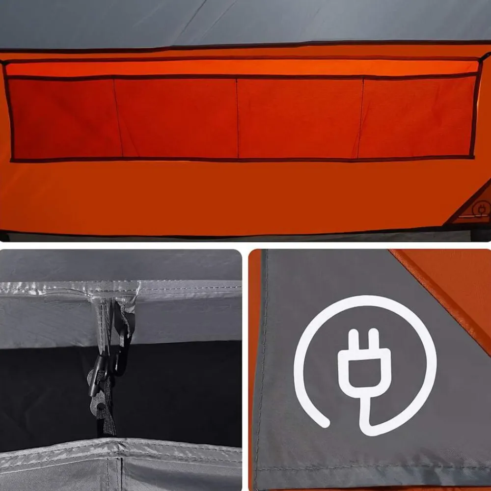 vidaXL Tienda de camping con túnel 4 personas impermeable gris naranja Gris y naranja Clearance