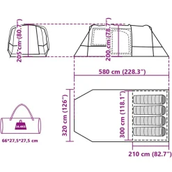 vidaXL Tienda de camping con túnel 4 personas impermeable gris naranja Gris y naranja Clearance