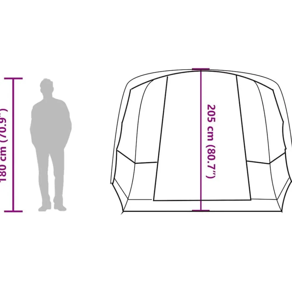 vidaXL Tienda de camping con túnel 4 personas impermeable gris naranja Gris y naranja Clearance
