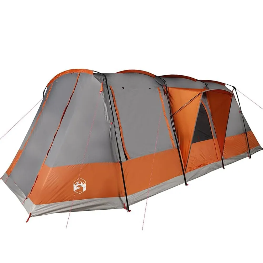 vidaXL Tienda de camping con túnel 4 personas impermeable gris naranja Gris y naranja Clearance