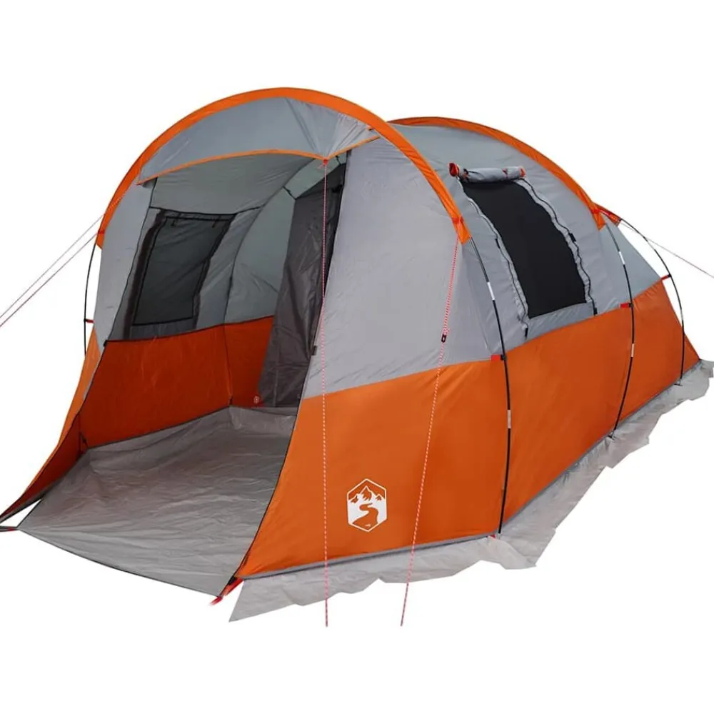 vidaXL Tienda de camping con túnel 4 personas impermeable gris naranja Gris y naranja Best