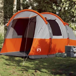 vidaXL Tienda de camping con túnel 4 personas impermeable gris naranja Gris y naranja Best