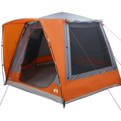 vidaXL Tienda de camping 420 x 420 x 227 cm Poliéster Gris y naranja New