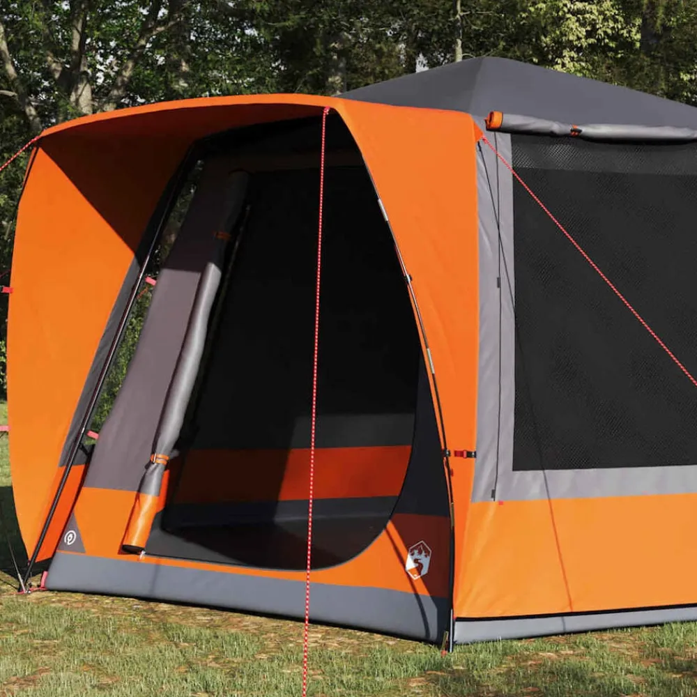 vidaXL Tienda de camping 420 x 420 x 227 cm Poliéster Gris y naranja New