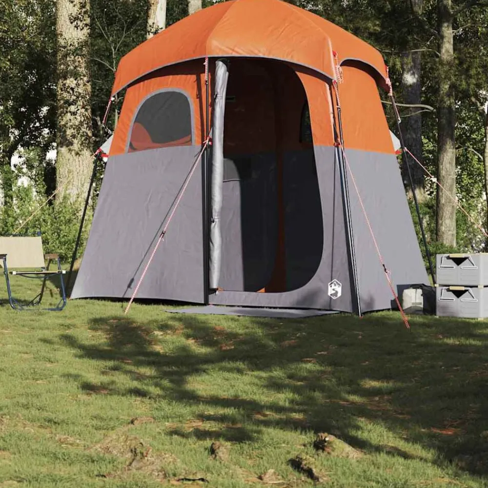 vidaXL Actividades Al Aire Libre-Tienda de ducha para 2 personas impermeable gris-naranja