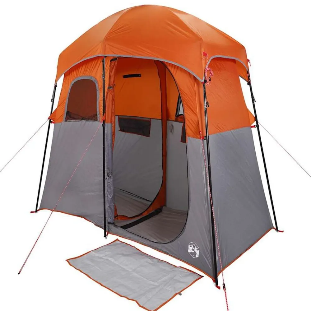 vidaXL Actividades Al Aire Libre-Tienda de ducha para 2 personas impermeable gris-naranja