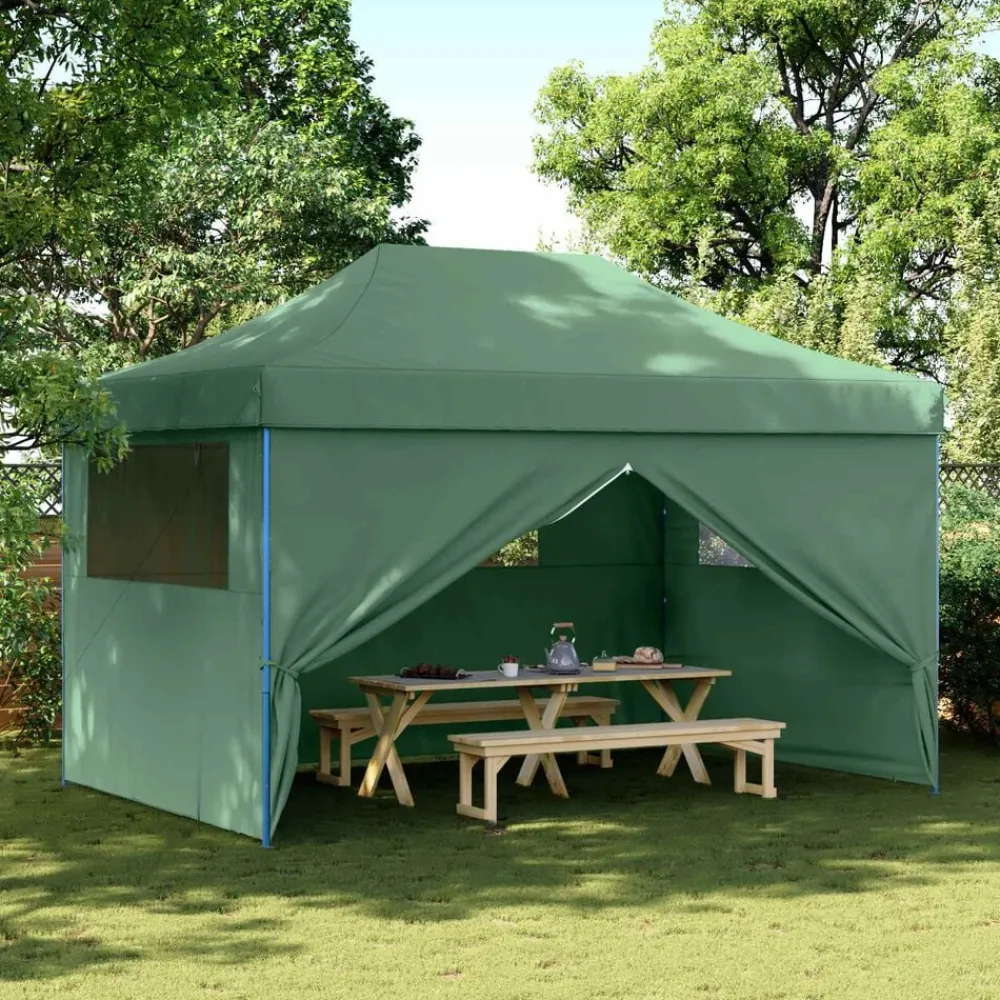 vidaXL Tienda de fiesta plegable Pop-Up con 4 paredes laterales Verde