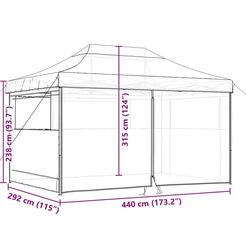 vidaXL Tienda de fiesta plegable Pop-Up con 4 paredes laterales Verde
