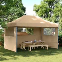 vidaXL Tienda de fiesta plegable Pop-Up con 3 paredes laterales Beige Outlet